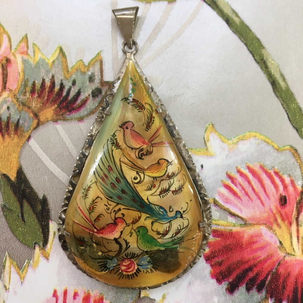 Vintage Hand Painted Pendant